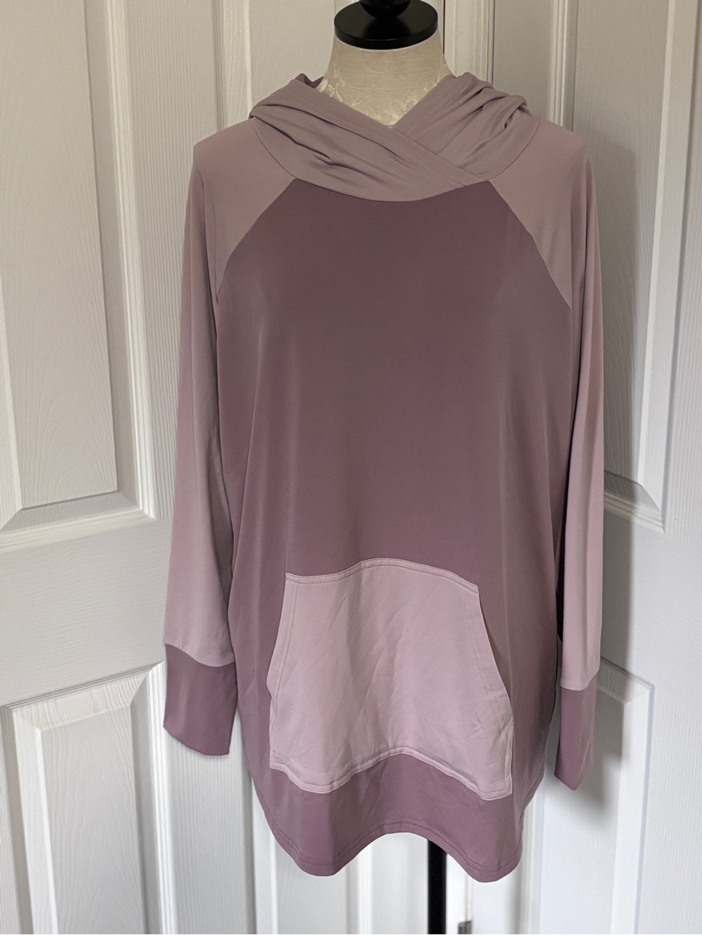 NWT LuLaRoe Amber Hoodie 2XL Mauve Pink Colorblock Pullover